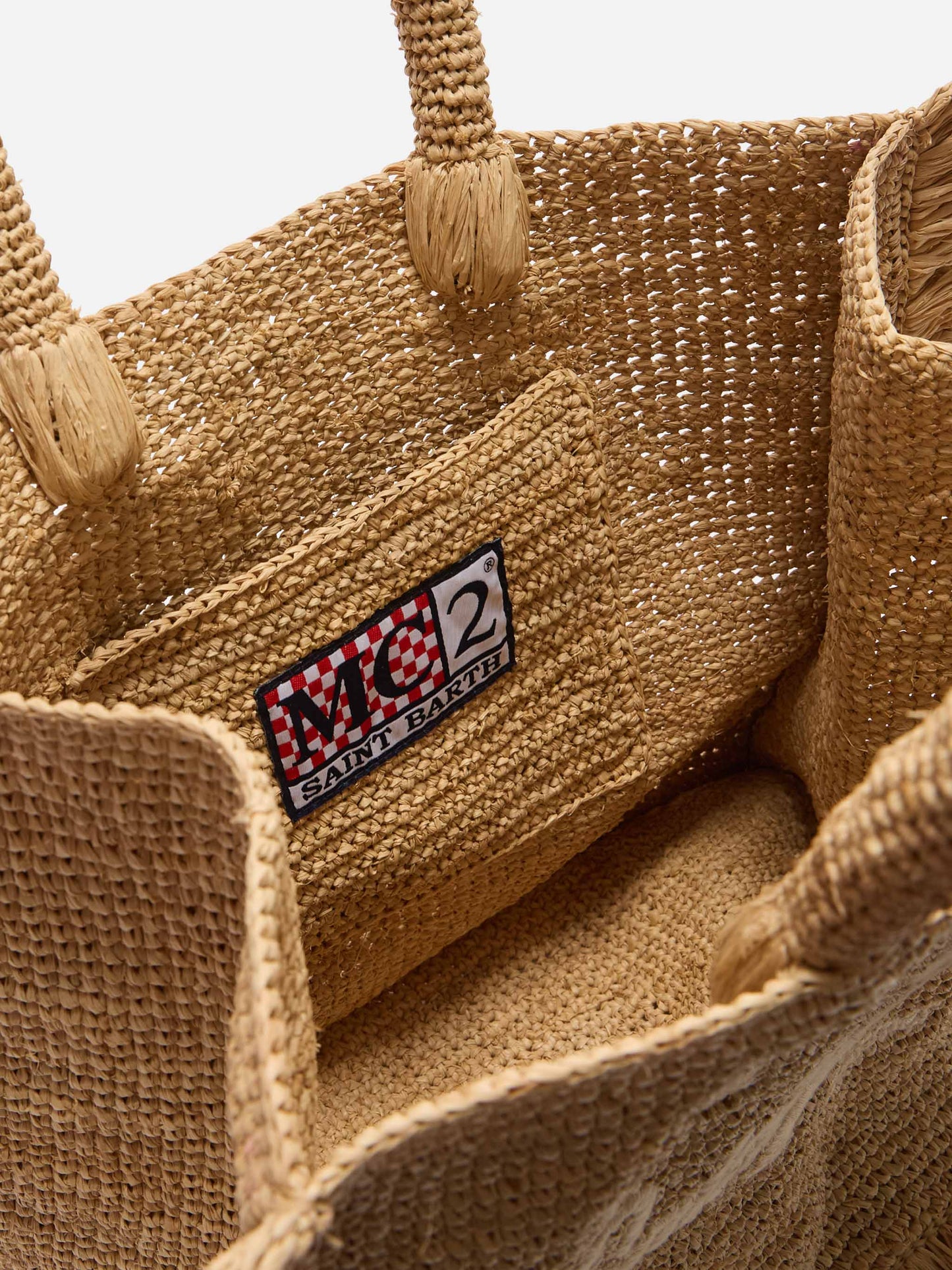 Sac Volant medium en raphia avec logo brodé 