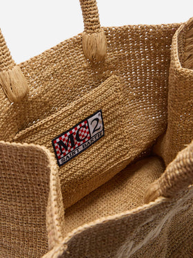 Sac Volant medium en raphia avec logo brodé 
