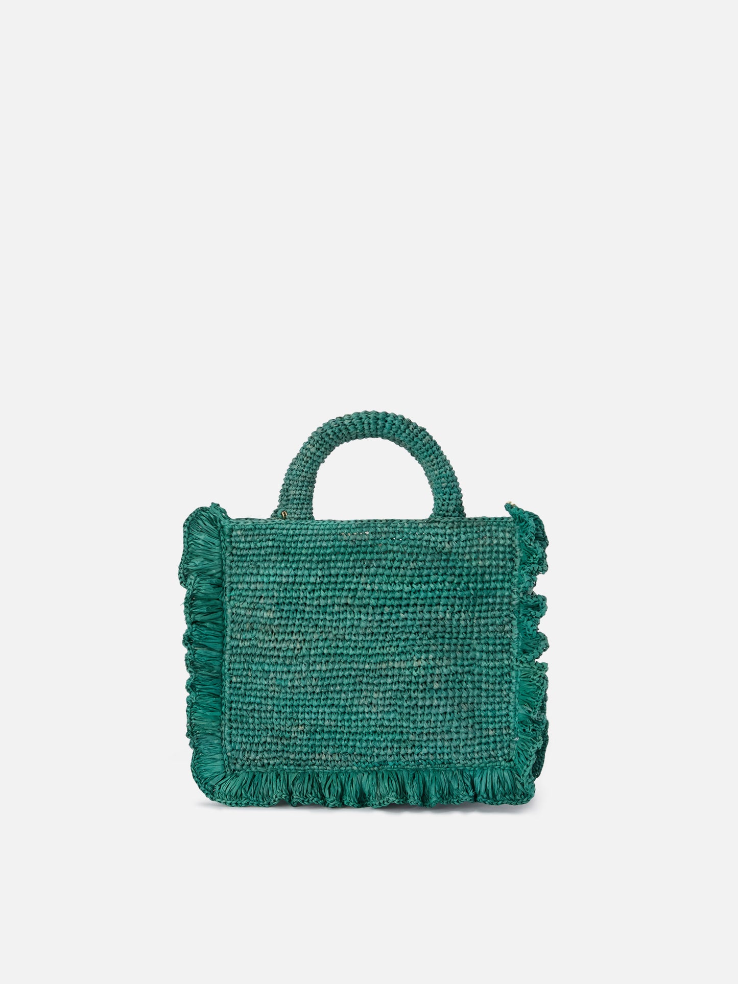 Light blue Volant Mini raffia bag with embroidered logo
