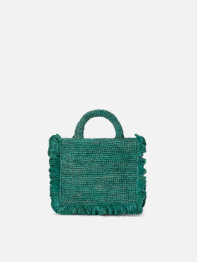 Light blue Volant Mini raffia bag with embroidered logo