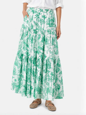 Green Rambla long skirt with jungle print