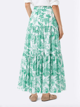 Green Rambla long skirt with jungle print