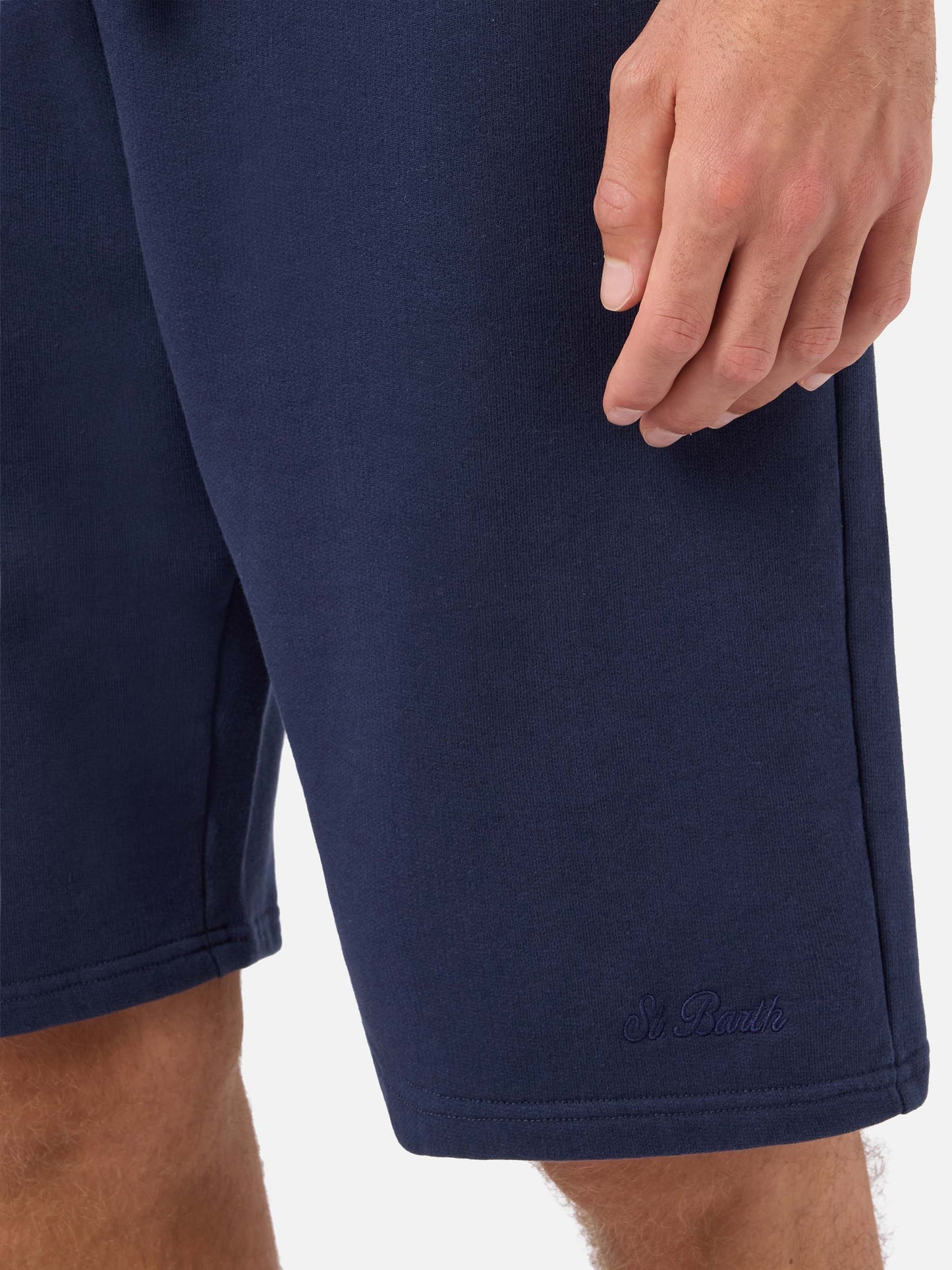 Randle navy blue cotton fleece Bermuda shorts