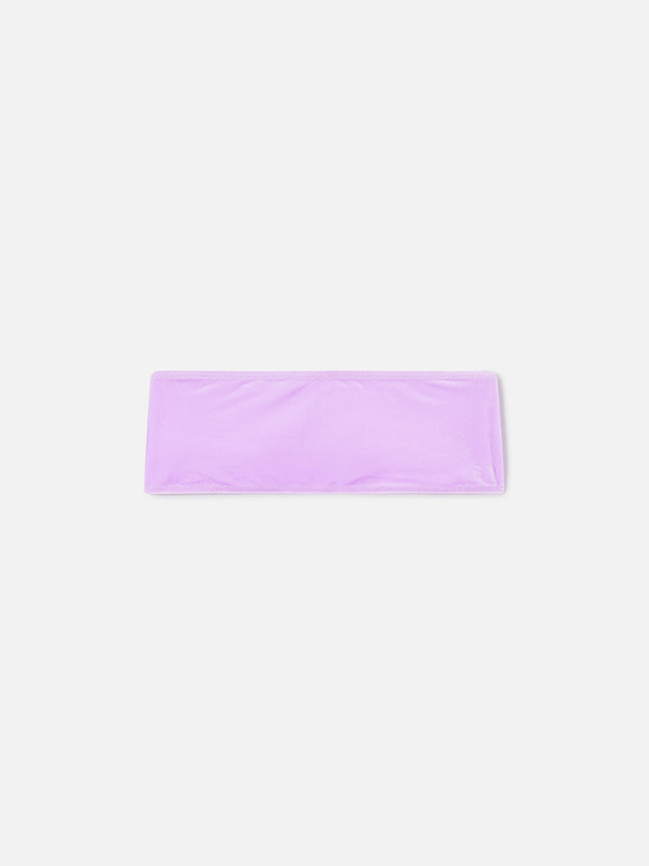 Rebby velvet-effect bandeau bikini top