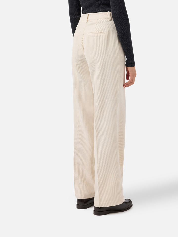 Rebella wide-leg trousers in corduroy cream white