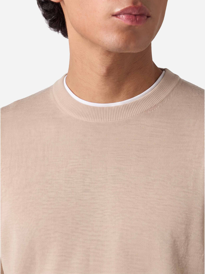 Beige sweater Regent in 100% MERINO WOOL