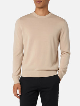 Beige sweater Regent in 100% MERINO WOOL
