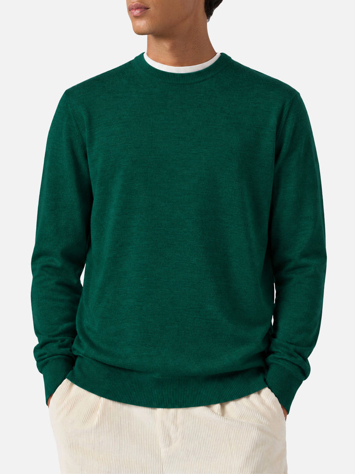 Maglione Regent Light verde scuro in lana merino