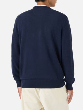 Rundhalspullover Regent in Marineblau BLENDED CASHMERE 