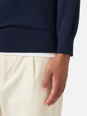 Rundhalspullover Regent in Marineblau BLENDED CASHMERE 