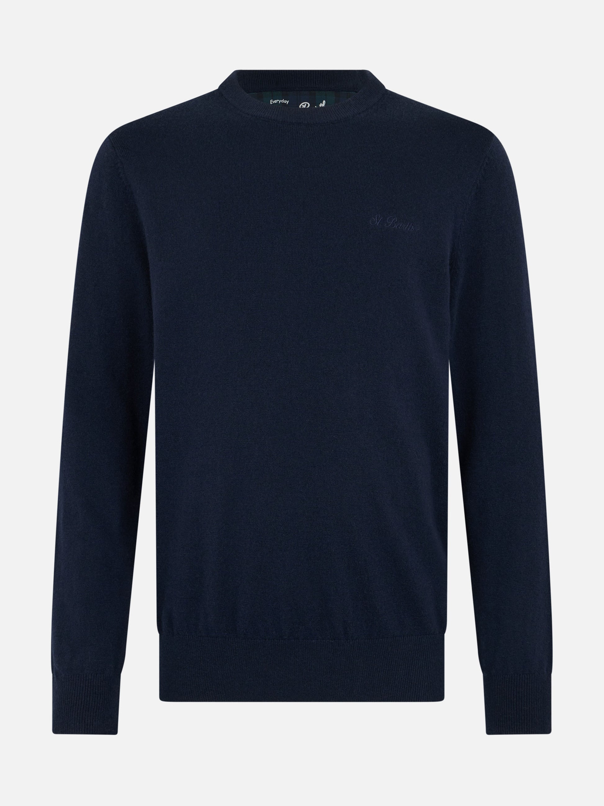 Man navy blue cashmere blend crewneck sweater Regent - MC2 Saint Barth