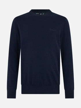 Man navy blue cashmere blend crewneck sweater Regent - MC2 Saint Barth
