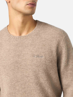 Rundhalspullover Regent in Khaki, Stretch-Alpaka