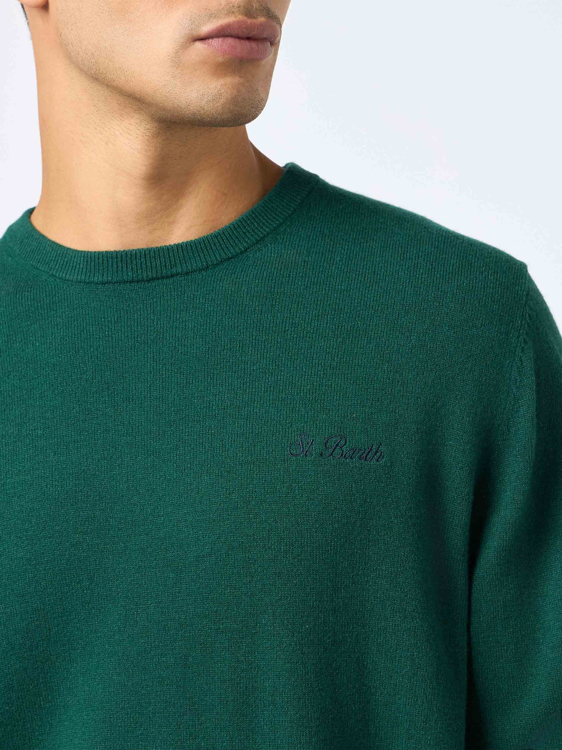 Man British green blended cashmere crewneck sweater Regent - MC2 Saint Barth
