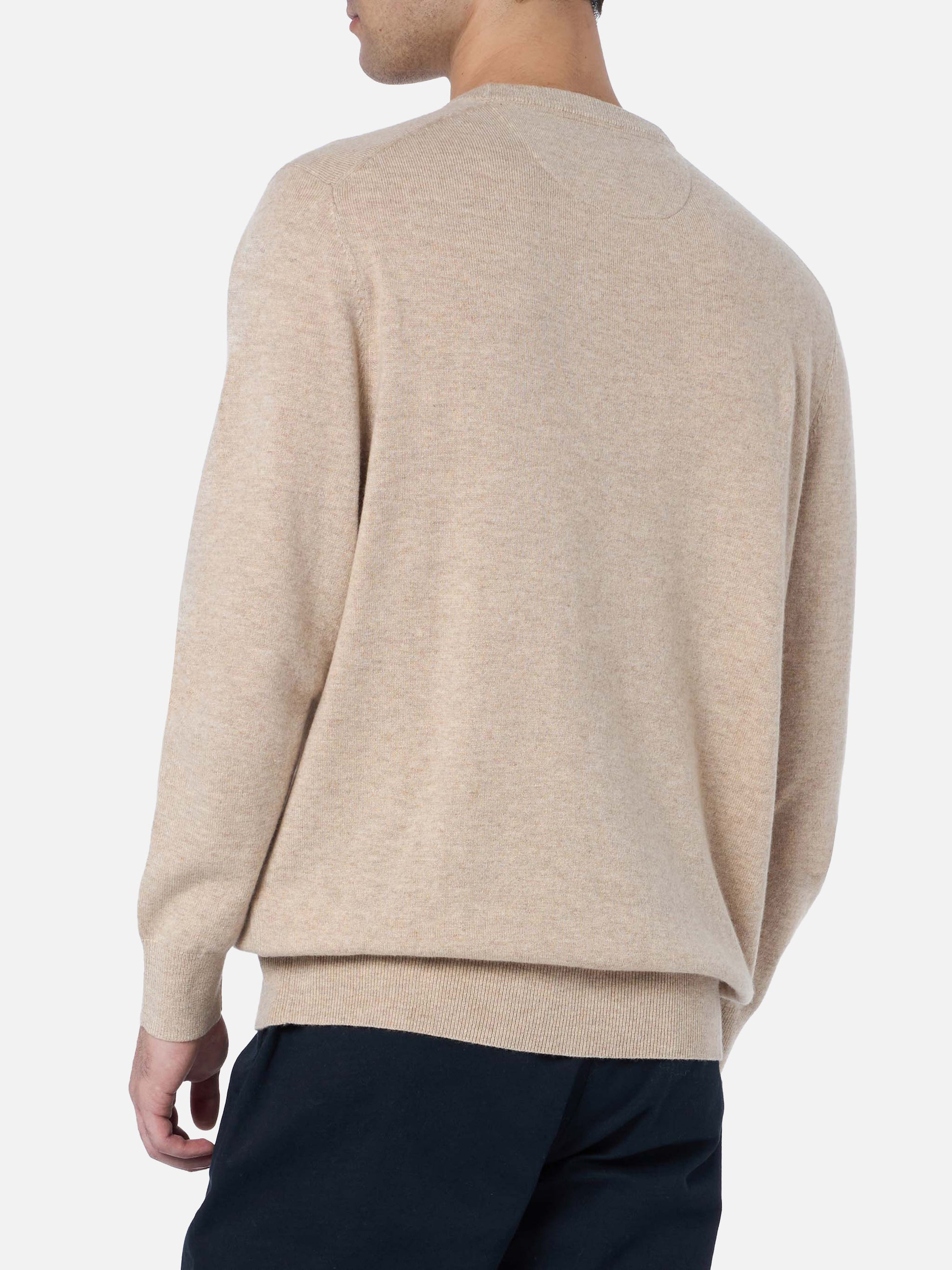 Man beige crewneck cashmere blend sweater Regent - MC2 Saint Barth