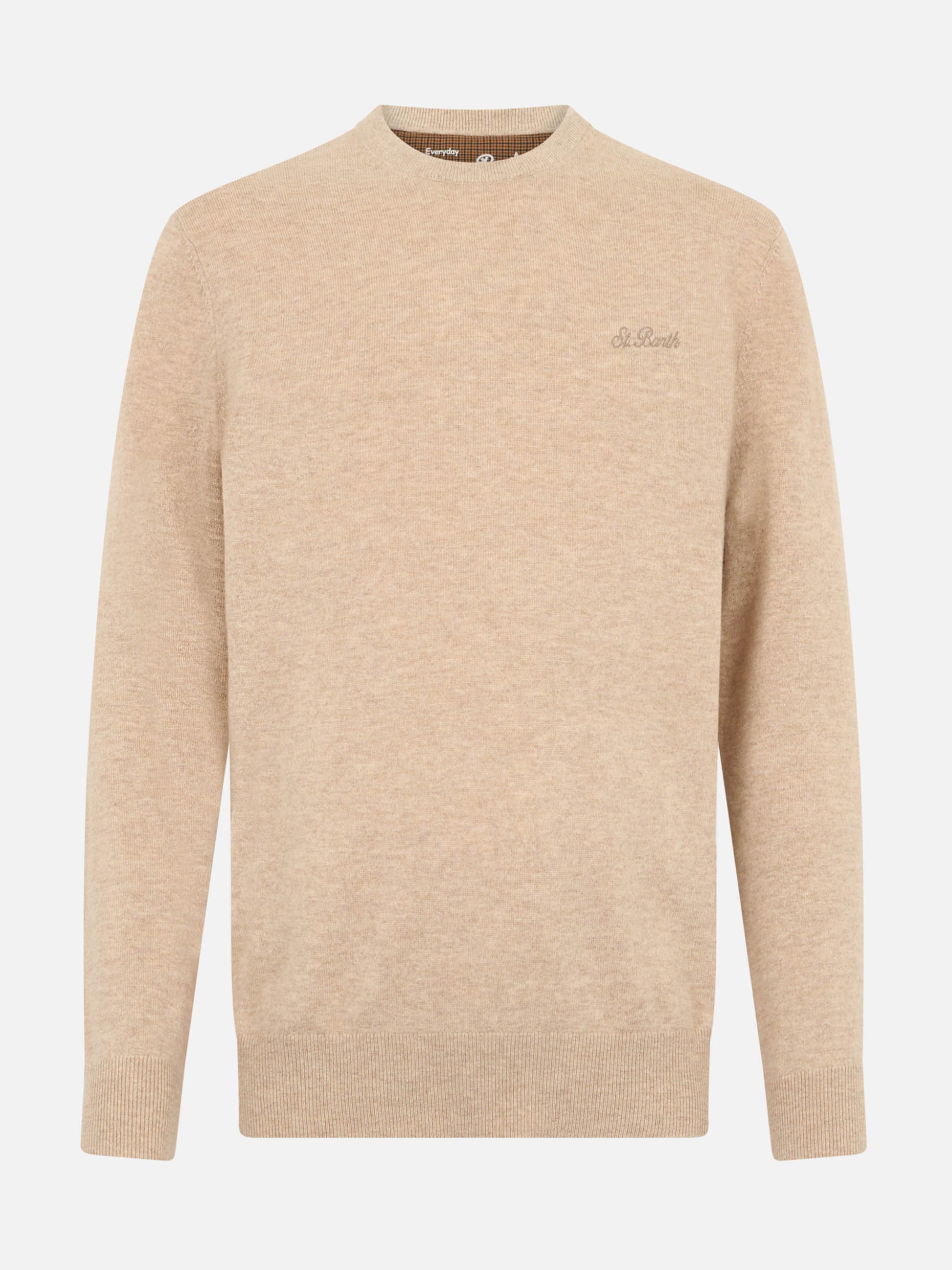 Man beige crewneck cashmere blend sweater Regent - MC2 Saint Barth