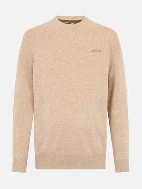 Man beige crewneck cashmere blend sweater Regent - MC2 Saint Barth