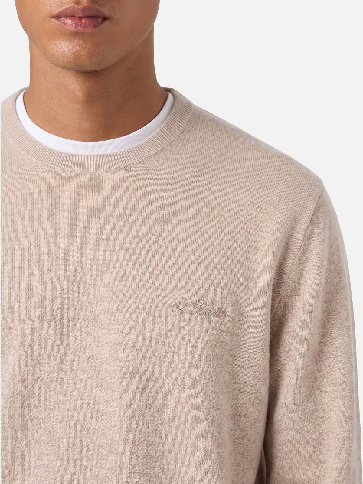 Suéter de cuello redondo Regent en beige BLENDED CASHMERE 