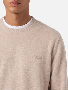 Suéter de cuello redondo Regent en beige BLENDED CASHMERE 