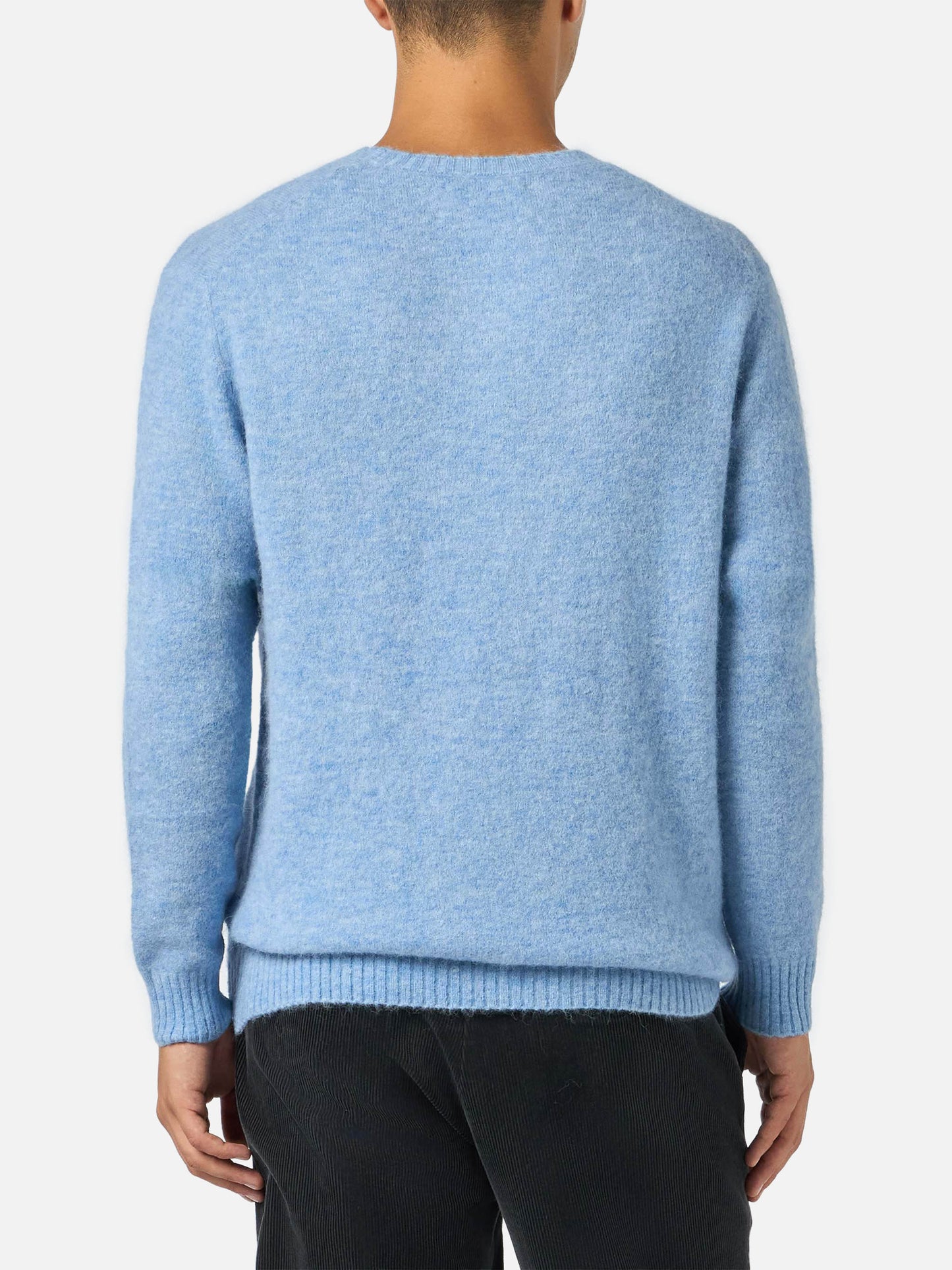 Crewneck sweater Regent in ALPACA STRETCH azzurro