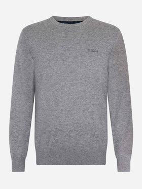 Man mélange grey blended cashmere crewneck sweater Regent - MC2 Saint Barth