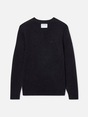 Suéter de cuello redondo Regent en negro STRETCH ALPACA 
