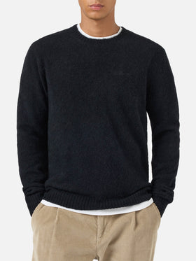 Crewneck sweater Regent in black STRETCH ALPACA