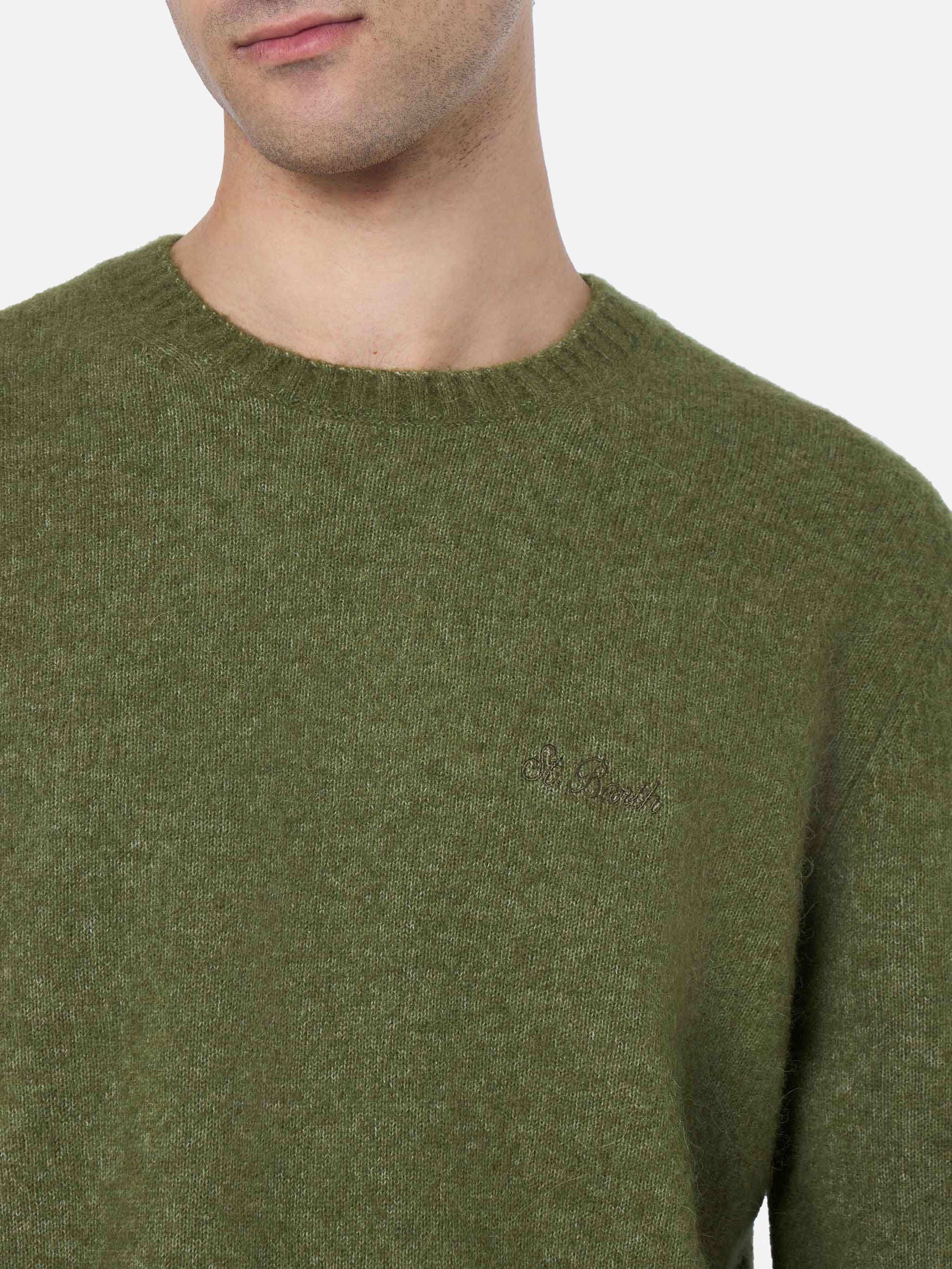 Man military green crewneck stretch sweater Regent - MC2 Saint Barth