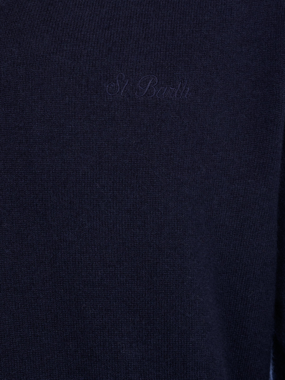 Marineblauer Pullover aus Kaschmirmischung mit V-Ausschnitt für Herren Regent
