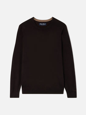 Jersey de cuello redondo Regent en cashmere marrón 