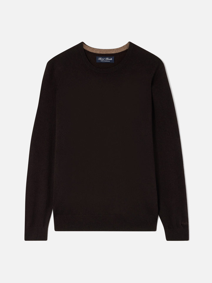 Jersey de cuello redondo Regent en cashmere marrón 