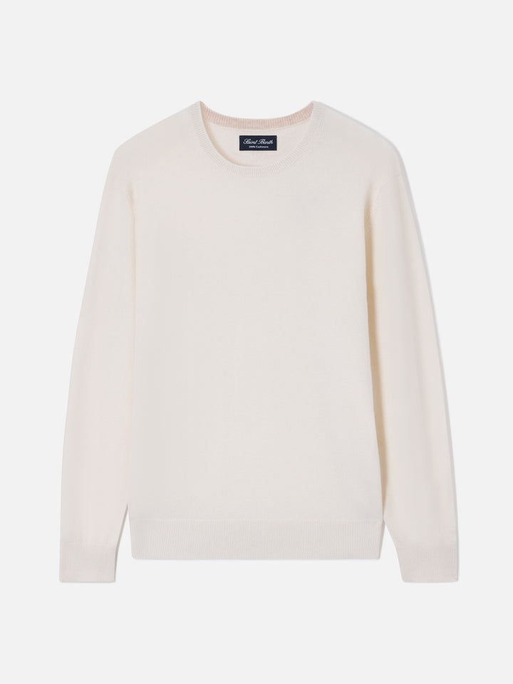 Jersey de cuello redondo Regent en cashmere blanco 