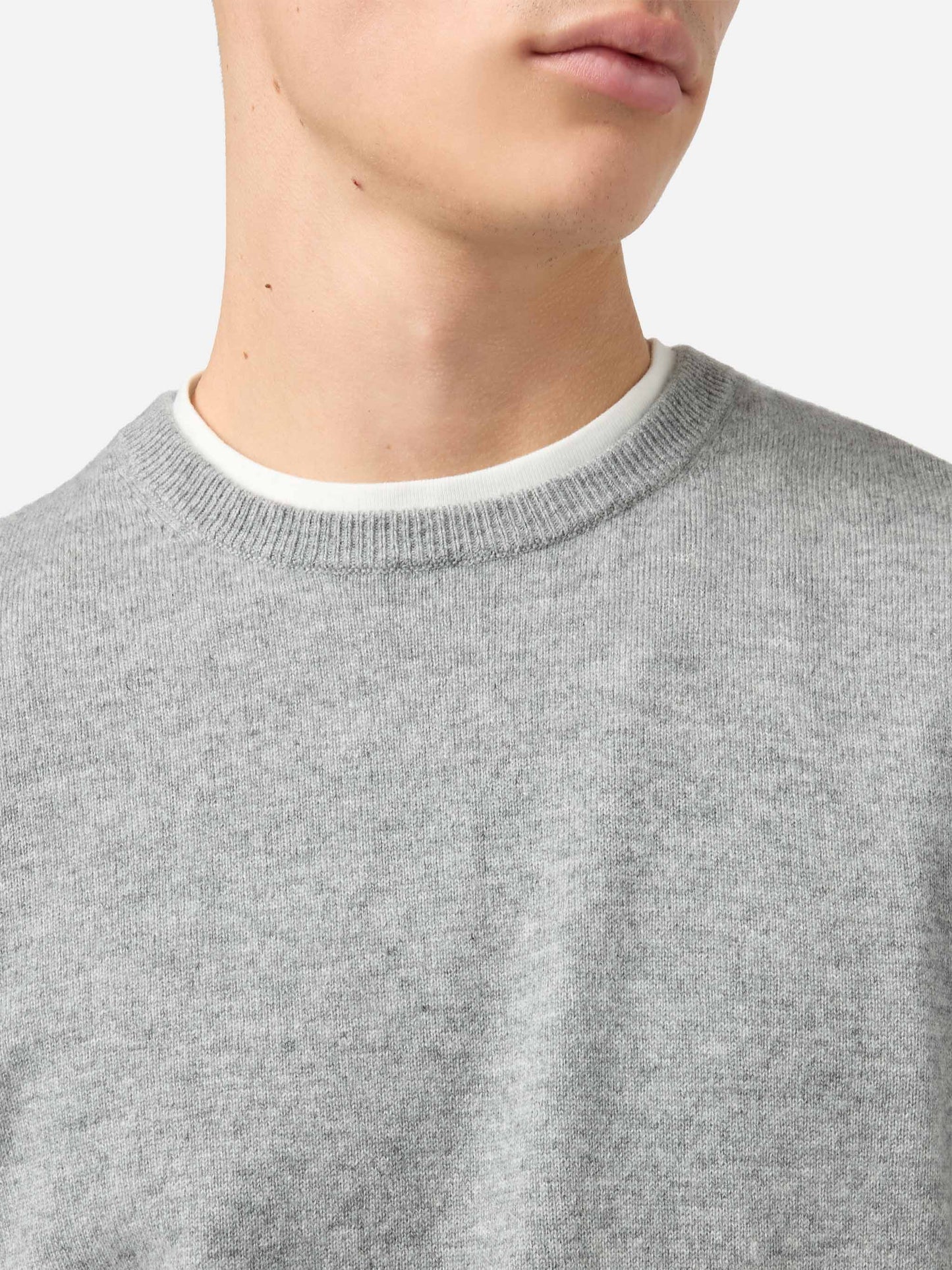 Regent crewneck sweater in 100% melange grey CASHMERE