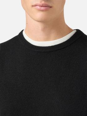 Regent crewneck sweater in 100% black CASHMERE
