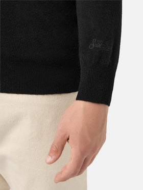 Regent crewneck sweater in 100% black CASHMERE