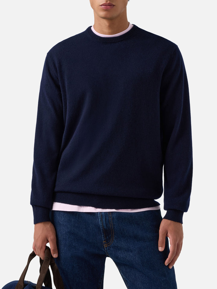 Jersey de cuello redondo Regent en cashmere navy blue 