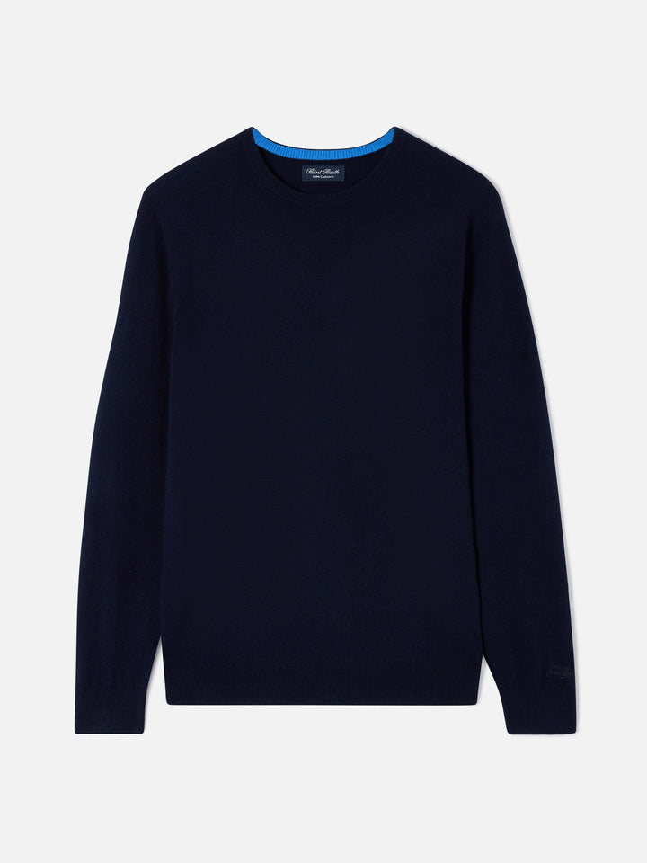 Jersey de cuello redondo Regent en cashmere navy blue 