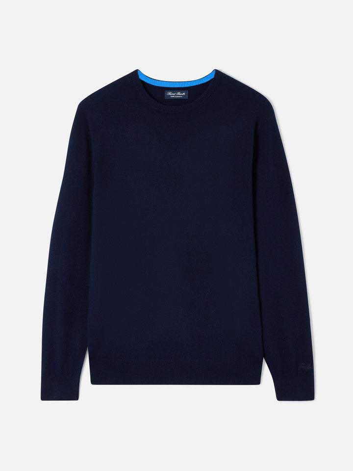 Jersey de cuello redondo Regent en cashmere navy blue 