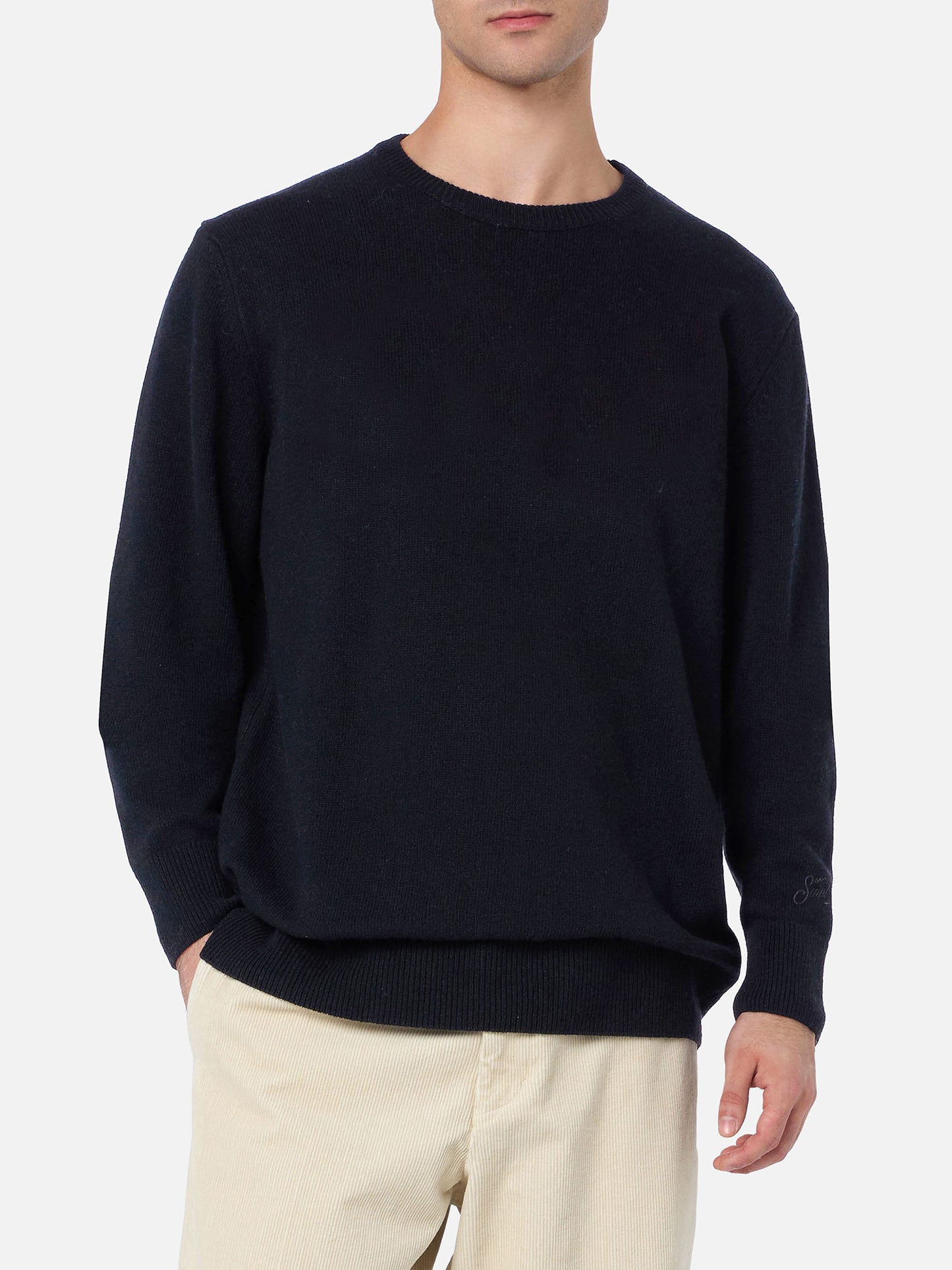Regent crewneck sweater in 100% black CASHMERE