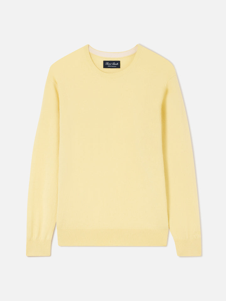 Jersey Regent de cuello redondo en cashmere amarillo 