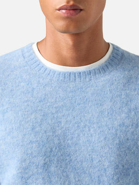 Maglia girocollo Regent azzurra in misto alpaca