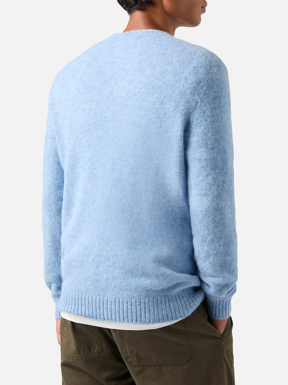 Maglia girocollo Regent azzurra in misto alpaca
