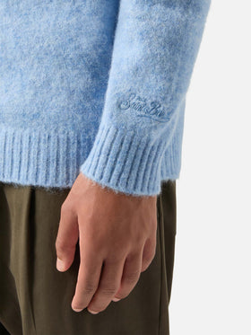 Maglia girocollo Regent azzurra in misto alpaca