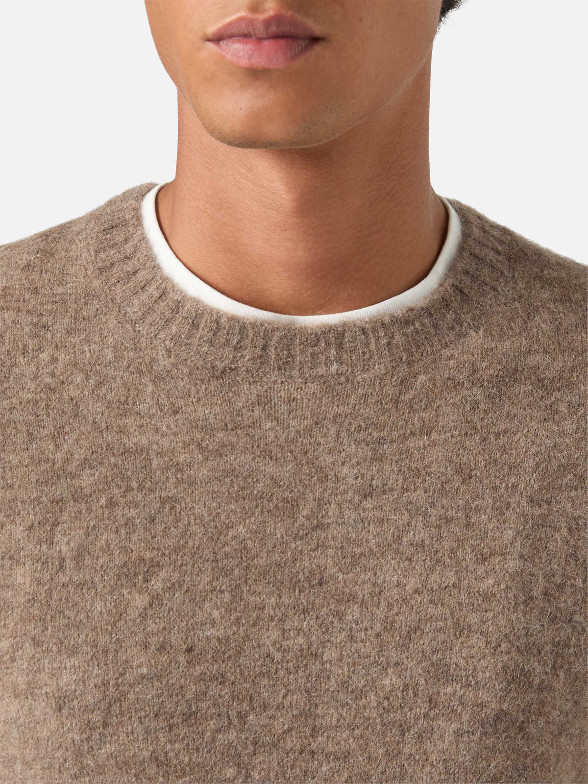 Beige Regent alpaca blend crewneck