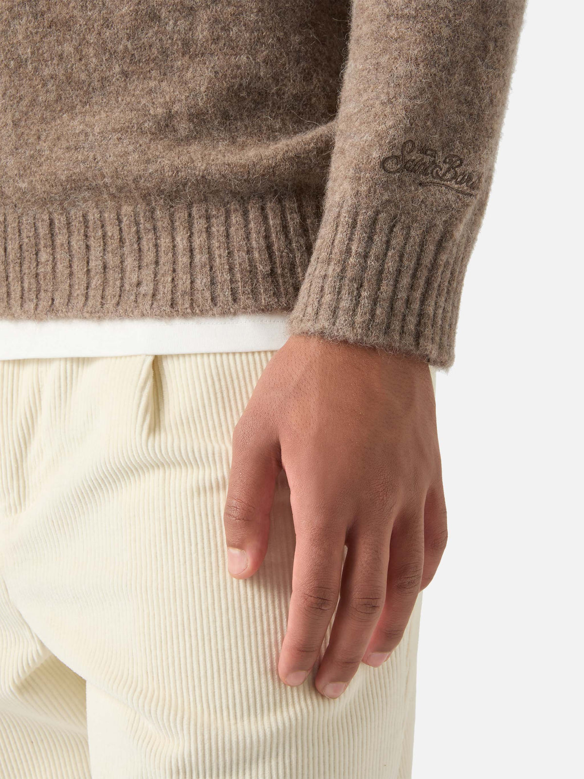 Beige Regent alpaca blend crewneck
