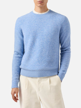 Crewneck sweater Regent in light blue STRETCH ALPACA