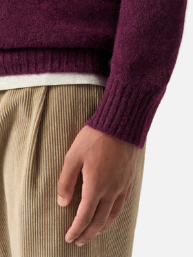 Jersey de cuello redondo Burgundy Regent en mezcla de alpaca 