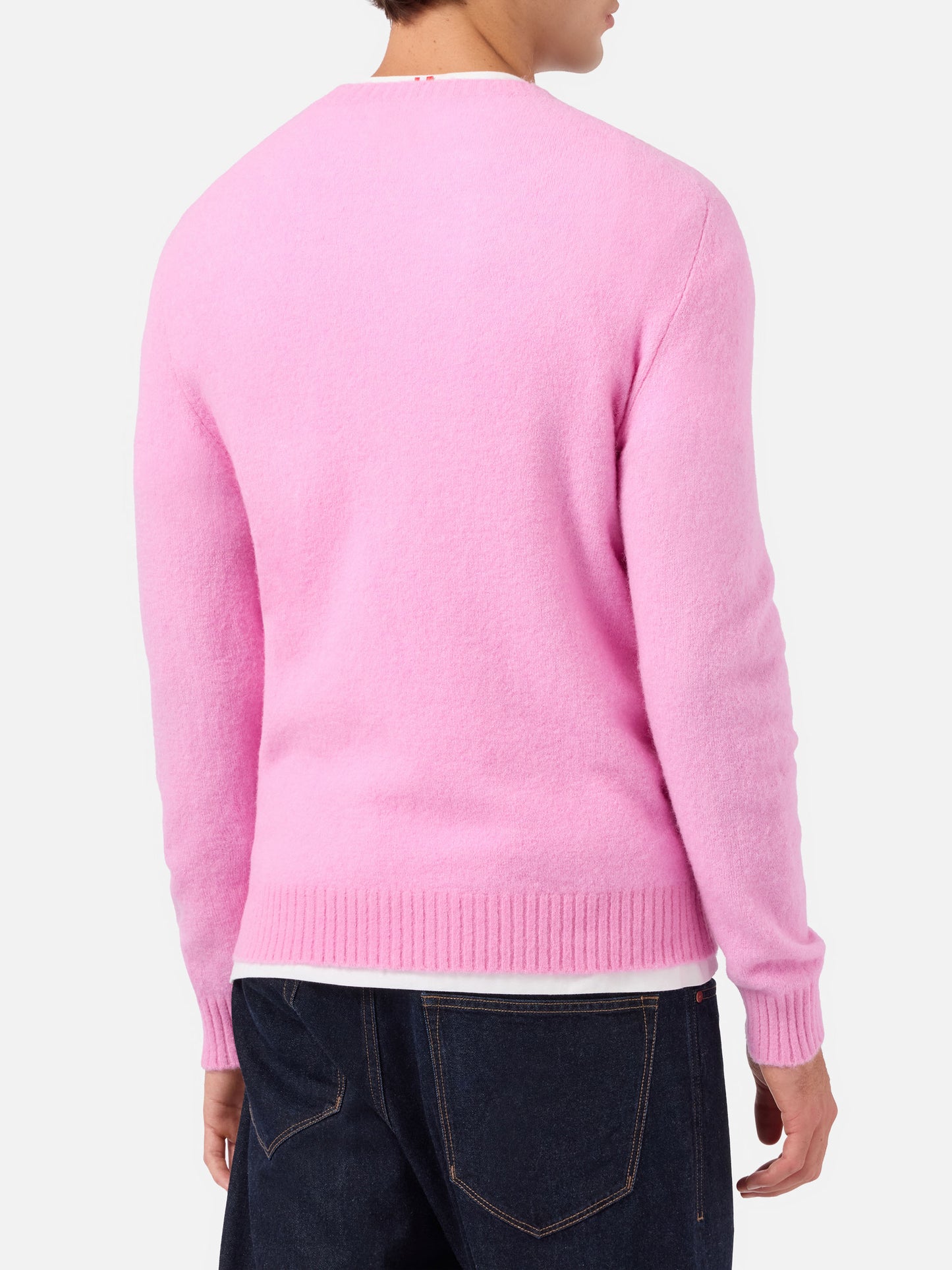 Regent pink stretch alpaca sweater with logo embroidery