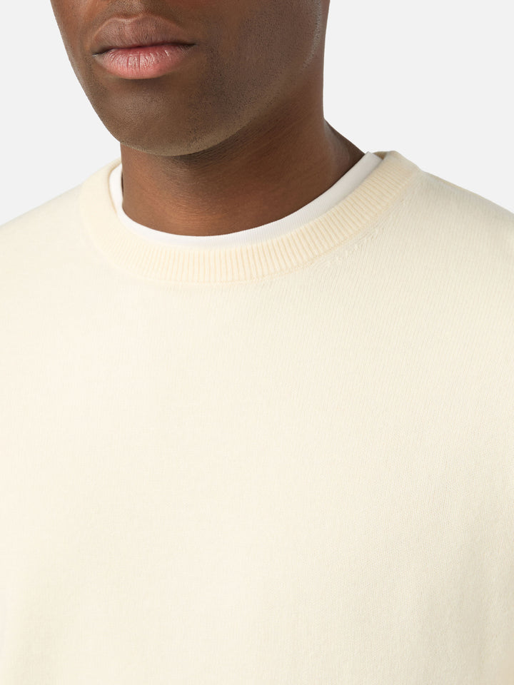 Off white Regent merino wool and cashmere blend crewneck