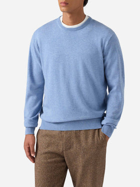 Regent sweater in dusty blue MERINO WOOL and CASHMERE